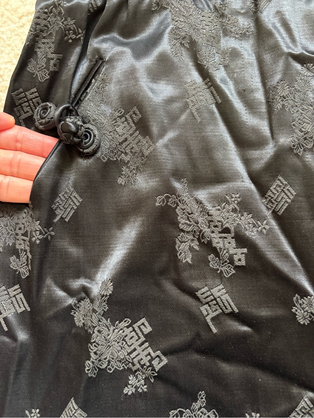 Vintage Mindy Ross Black Silk Jacquard art wear wiggle Dress sz XS goth witchy - Picture 3 of 8